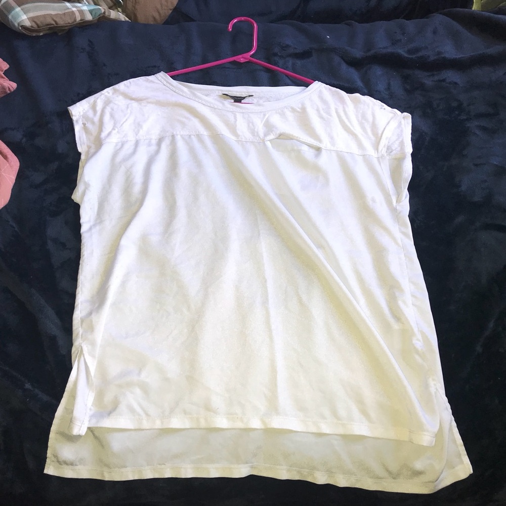 Banana Republic White Chiffon Panel T-Shirt/Tunic